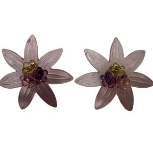 Pink Resin Flower Stud Earrings Dainty Cute Pastel Floral Y2K Women's Jewelry